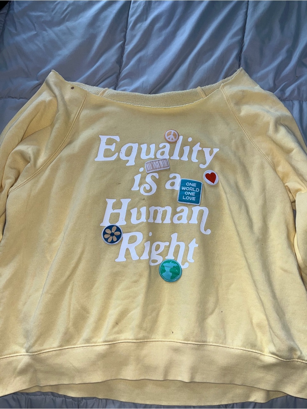Yellow Graphic Crewneck Sweatshirt with Positive Message
